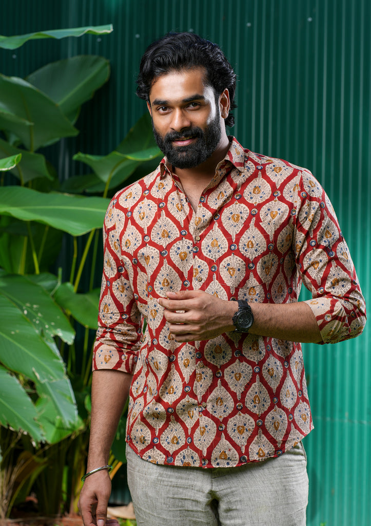 Kalamkari full sleeves cotton shirt