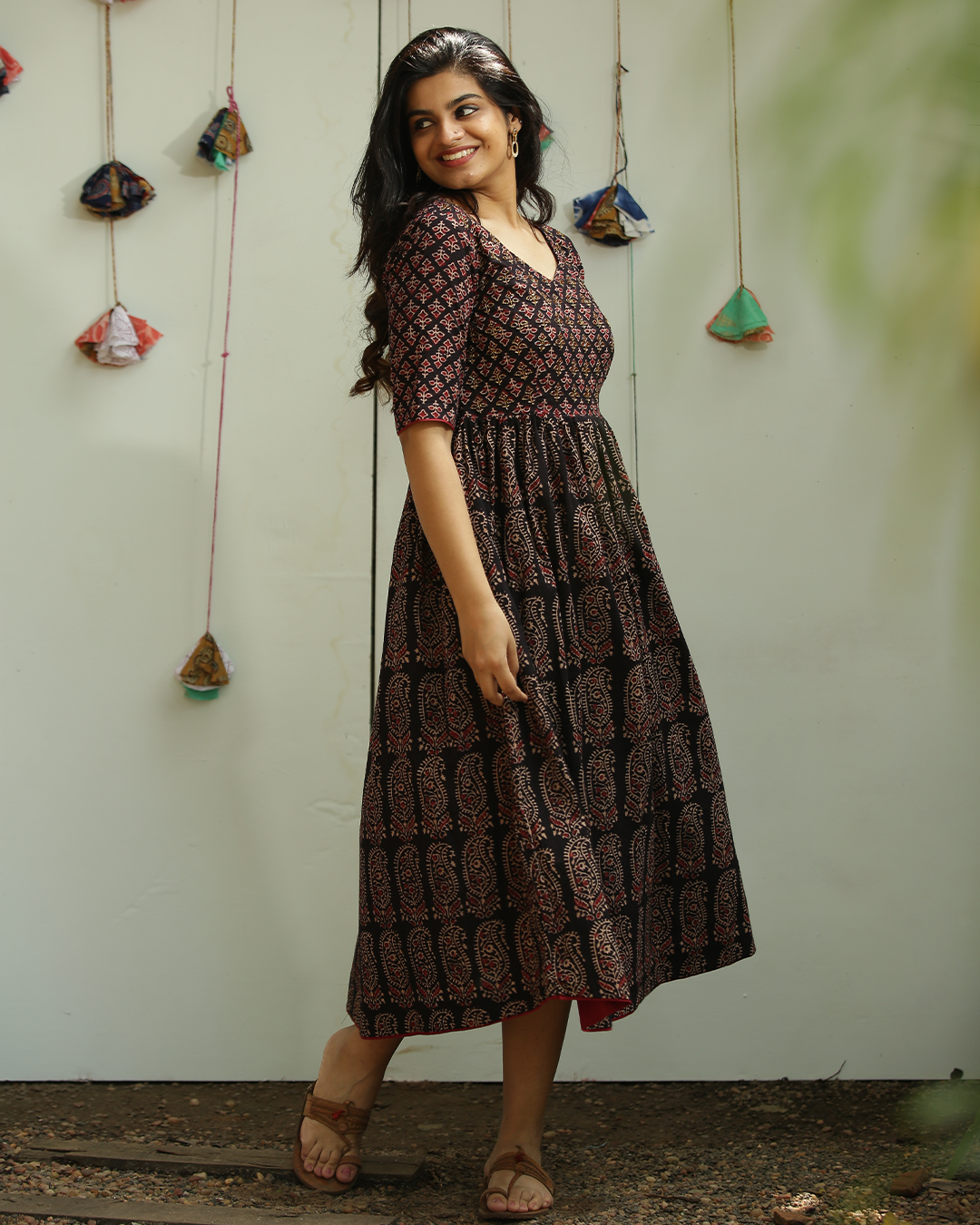 Brown Ajrakh Cotton Dresses Paisley Block Print Dresses | Crafts and Looms  – CraftsandLooms.com