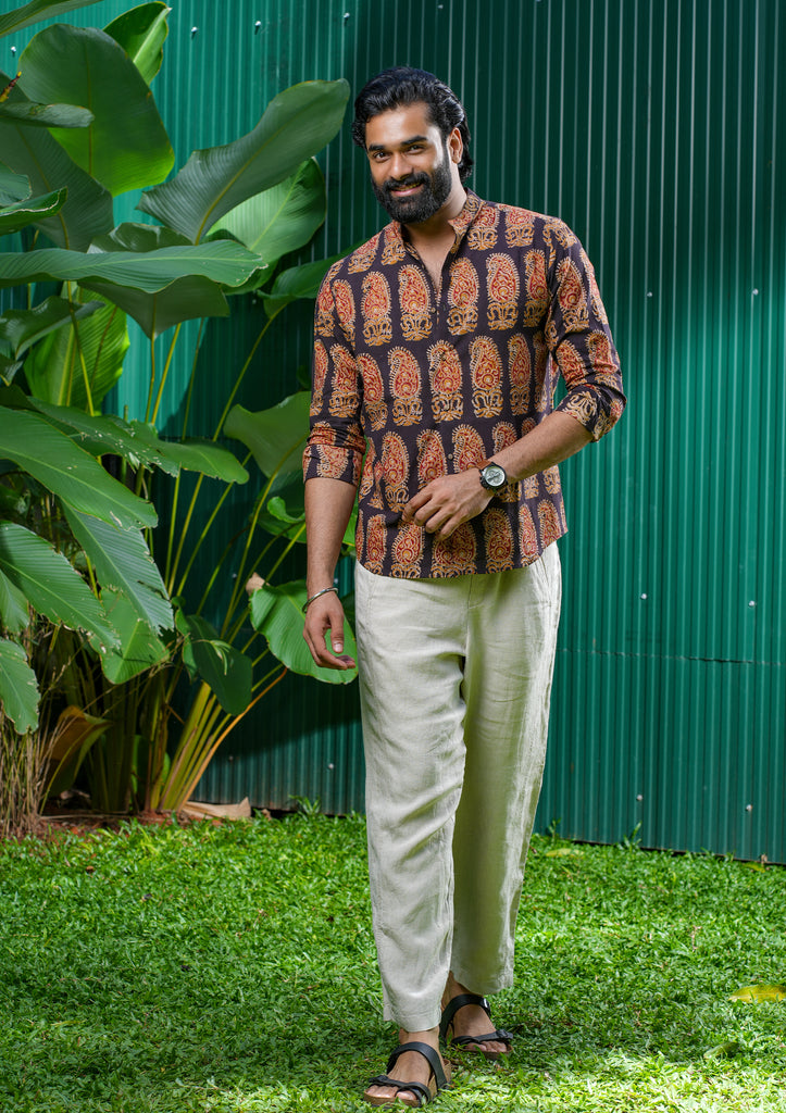 Kalamkari full sleeves cotton shirt
